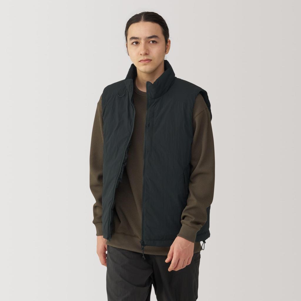 MUJI Men's Water-Repellent, Washable, Padded Walking Vest, AG003A4A, Black, Men's XL