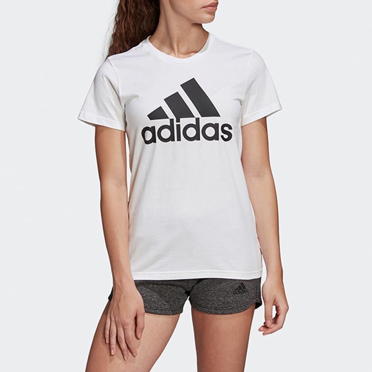 adidas Футболка с коротким рукавом с логотипом, женские топы, белая FQ3238