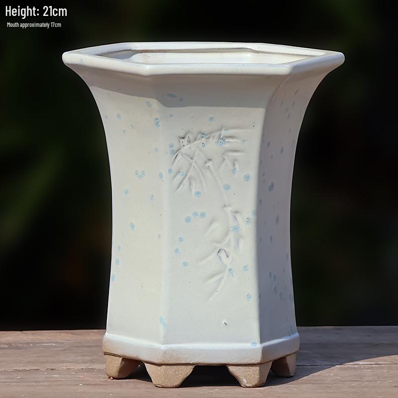 Терракотовый горшок для суккулентов ручной работы, большой квадратный с глянцевой глазурью и дышащим дизайном.