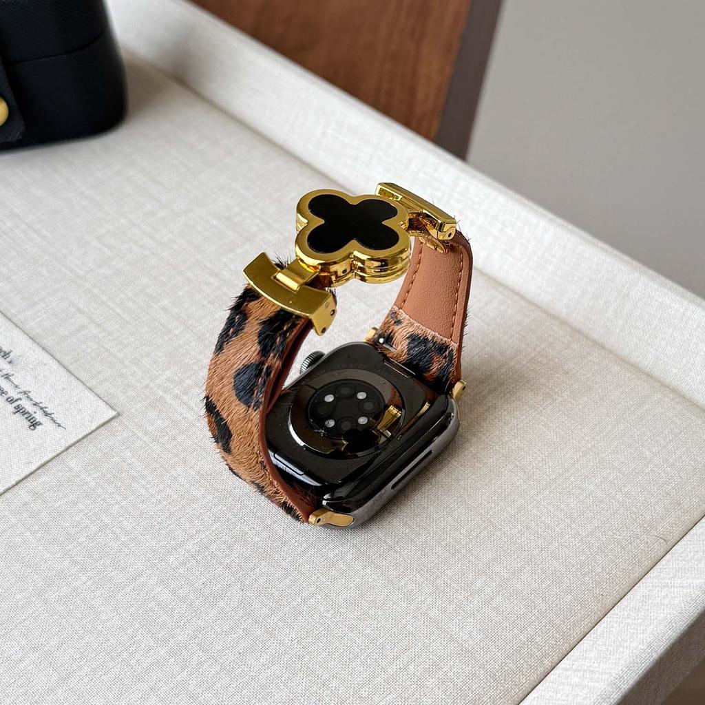 Магнитный ремешок из леопардовой кожи для Apple Watch Series 11 46/42 мм Ultrta 49 мм 45 мм 44 мм 41 мм 40 мм 38 мм женский ремешок для IWatch Полный ассортимент S9 S8