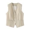 Fashion Style 2024 New Fall Women's Clothing Commuter's All-Matching Slim Looking Sleeveless Cotton Linen Vest Mid Waist Pants Suit