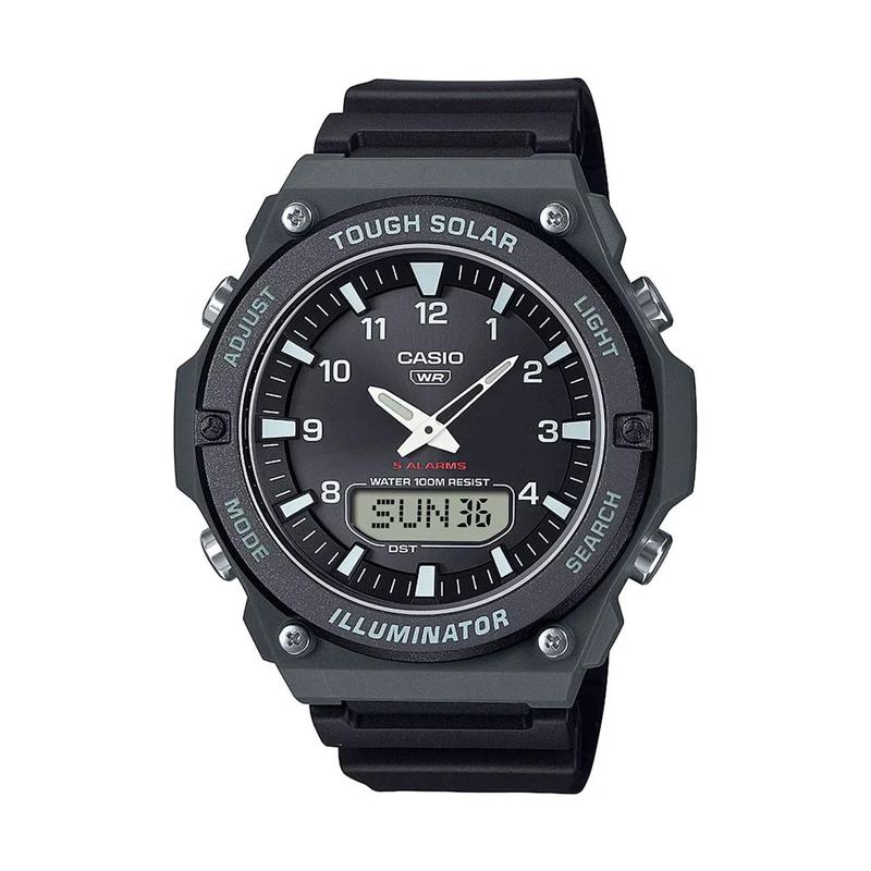 CASIO STANDARD series sports and leisure youth student electronic watch solar Quartz resin strap men's watch black dial XiLie-PeiZengBan AQ-S820W