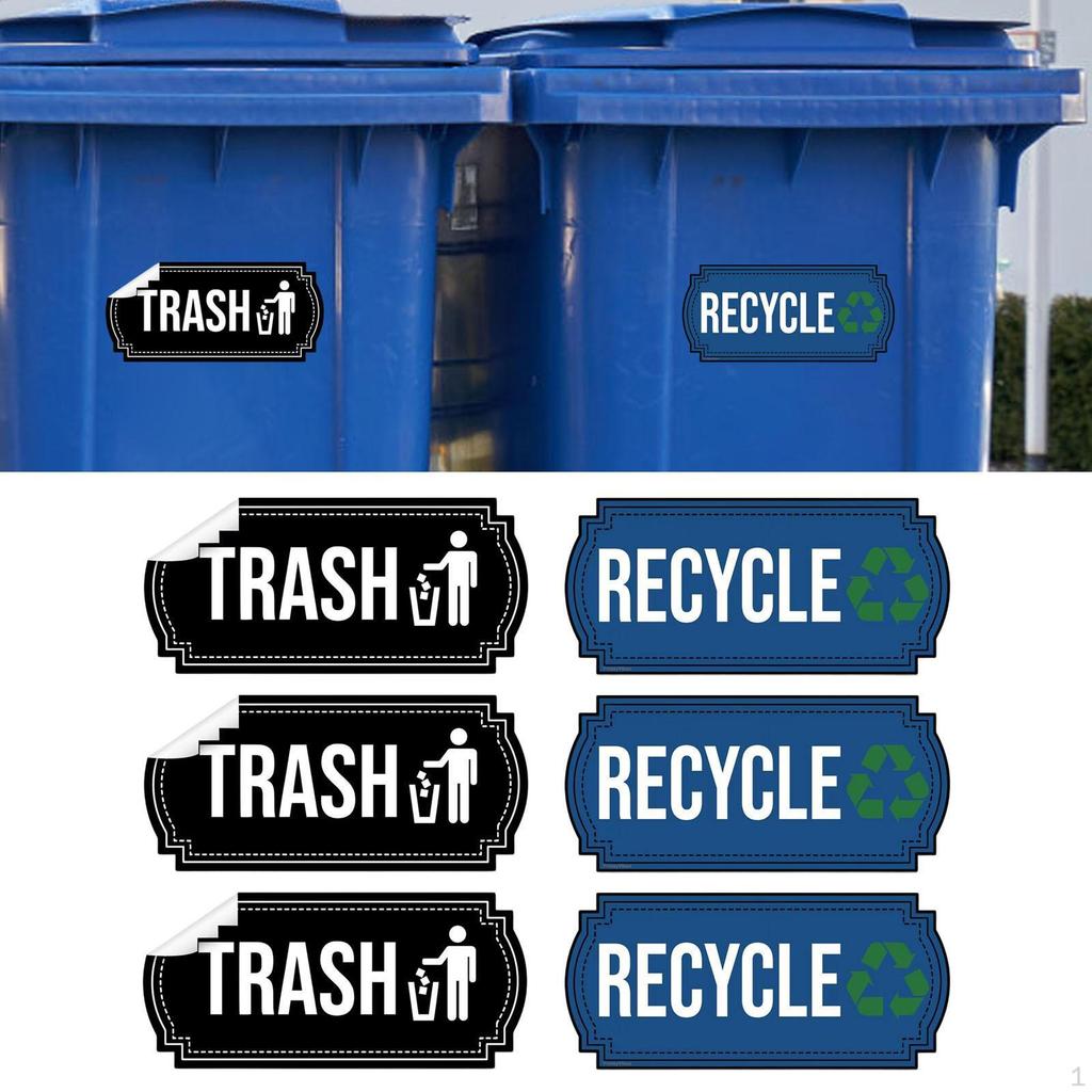 6 штук Наклейки для мусора и переработки Декаль Портативные самоклеящиеся сортировочные наклейки, этикетки для мусорных баков