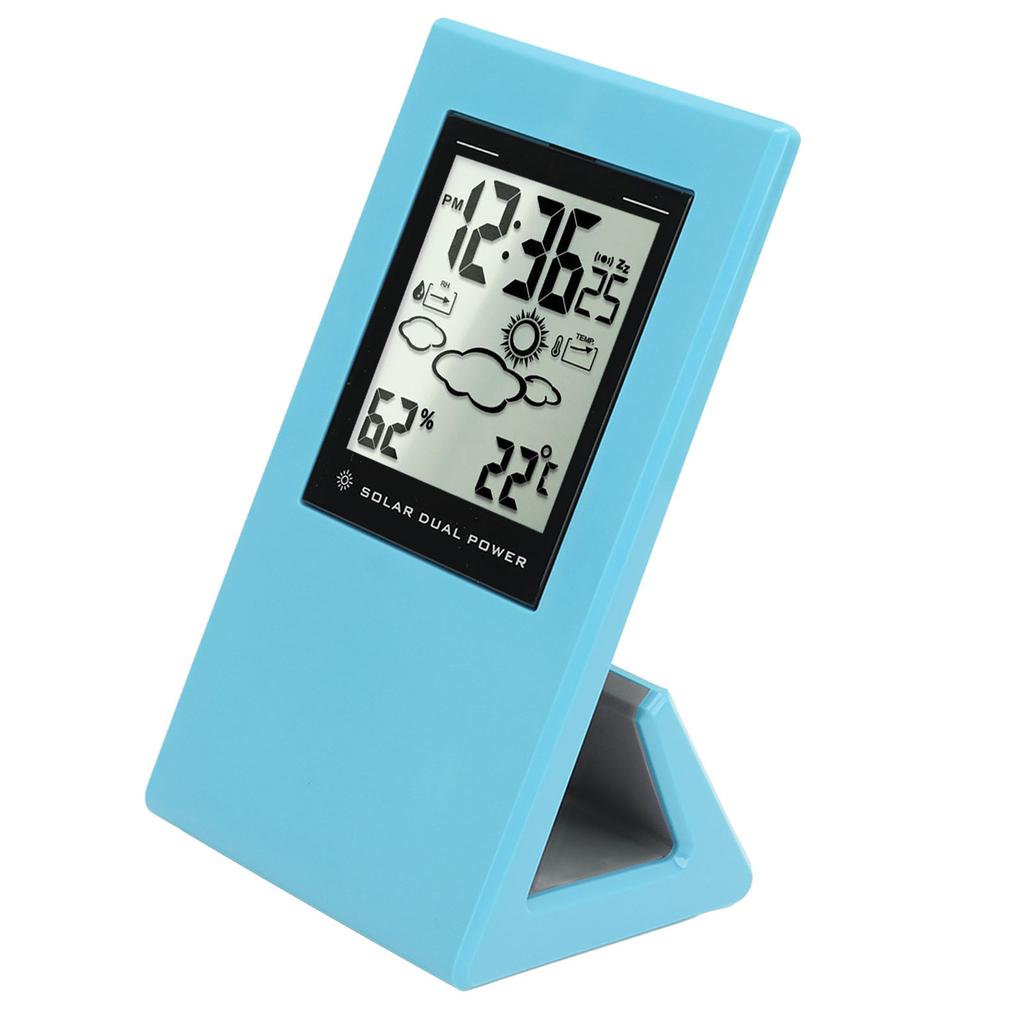 Wther Forcast Clock Solar Battery Powered   LCD Display Timing Digital Temperature Humidity Meter for Home School  