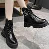 Autumn Women's Platform Shoes Fashion Lace Up Chunky Heel Ankle Boots for Women Outdoor Casual Ladies Short Boots Female Botas