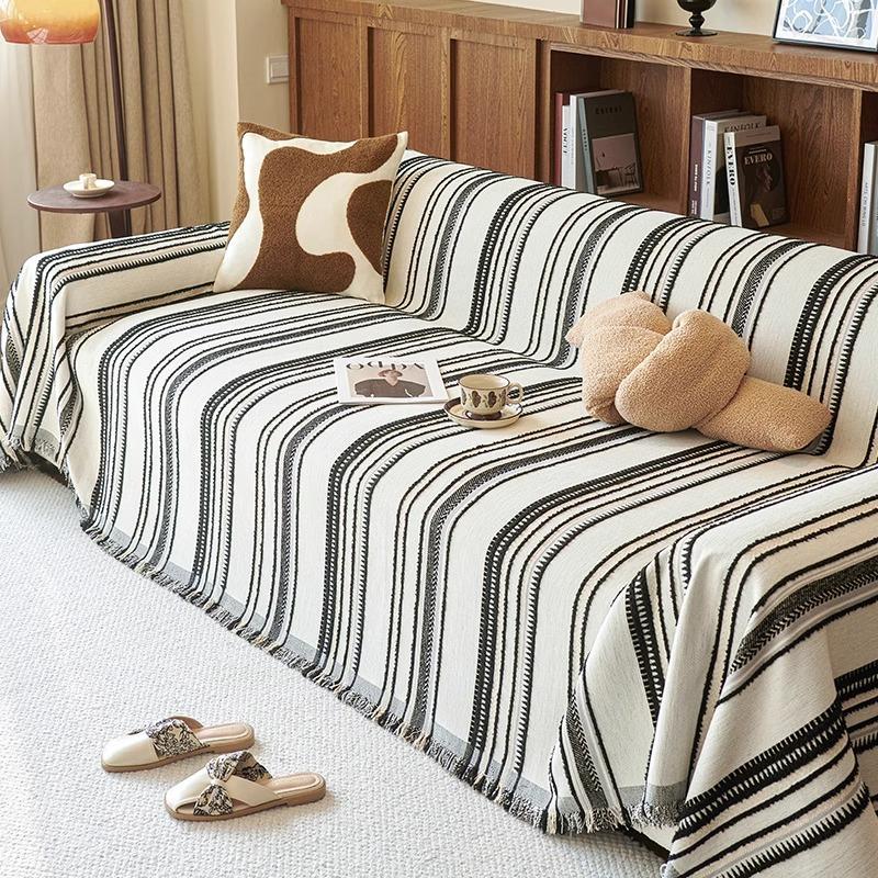 EIFLOY-Vintage Stripe Sofa Towel, Синель, Чехол для дивана, Кресло-реклайнер, Защитное покрытие для мебели, Защита от царапин, 3 места