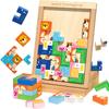 Деревянный Тетрис-пазл Bajoy Montessori, 3D Строительный, Развивающий Мозг, Память, Пространственное Мышление, для Детей Дошкольного и Младшего Школьного Возраста, Подарок на День Рождения