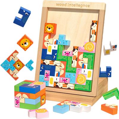 Деревянный Тетрис-пазл Bajoy Montessori, 3D Строительный, Развивающий Мозг, Память, Пространственное Мышление, для Детей Дошкольного и Младшего Школьного Возраста, Подарок на День Рождения