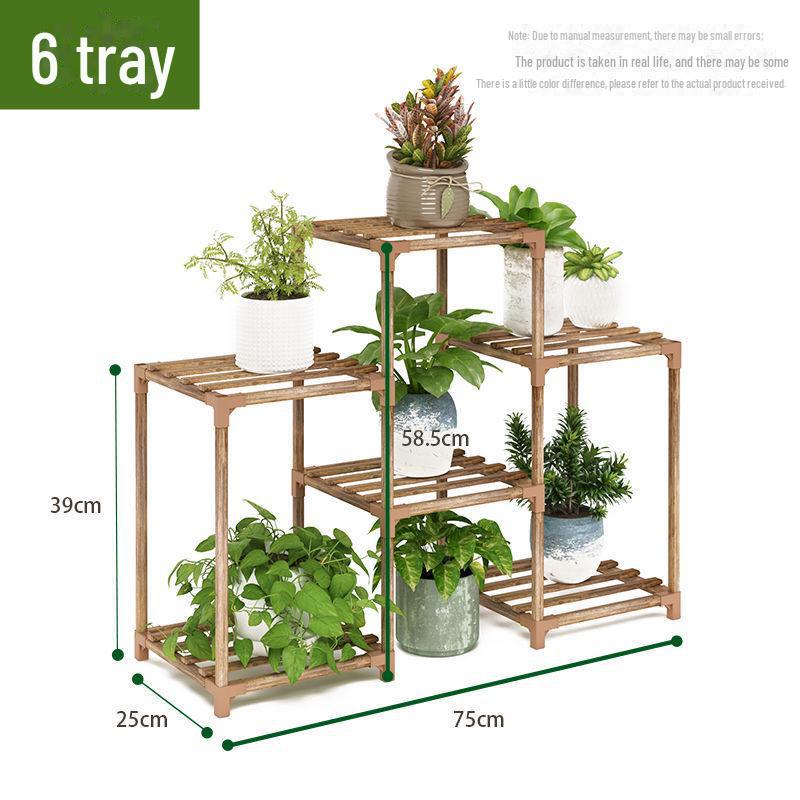 Solid Wood Multi-Layer Indoor Balcony Flower Stand for Bonsai, Succulents & Hanging Plants