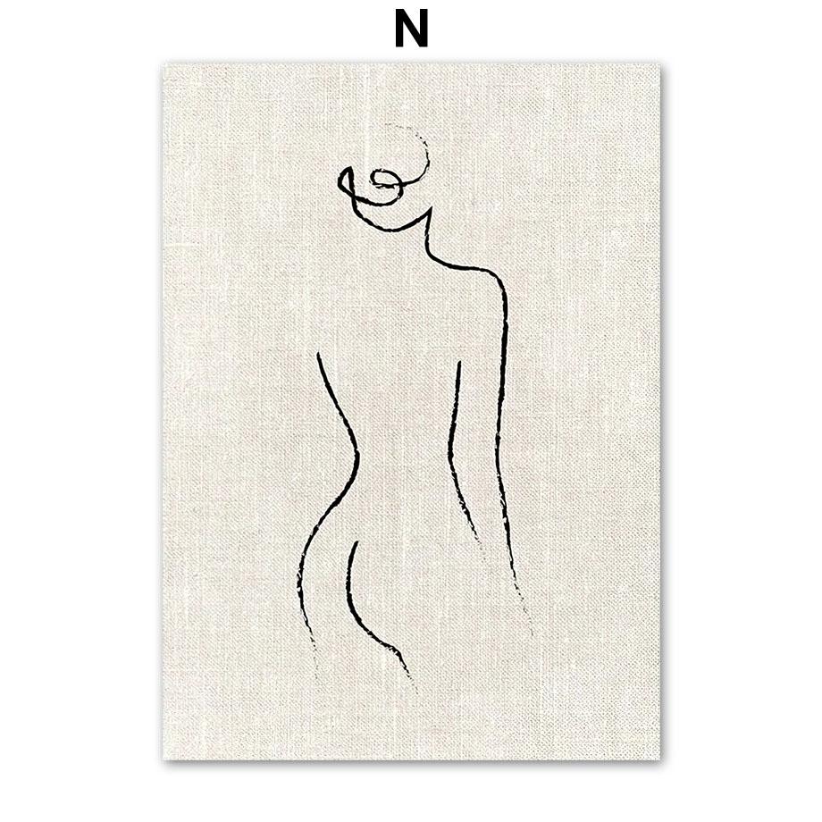 Цветок Песчаный Холм Пляж Абстрактные Линии Девушка Скандинавские Плакаты И Принты Холст Картина Настенные Картины Для Украшения Гостиной