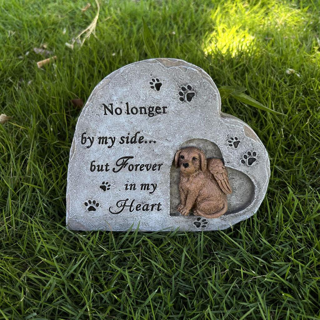 Yousheng Dog Memorial Stone Смола Надгробие для щенков Садовый надгробный камень для домашних животных Открытый мемориальный камень Подарок для владельцев собак в память о потере питомца