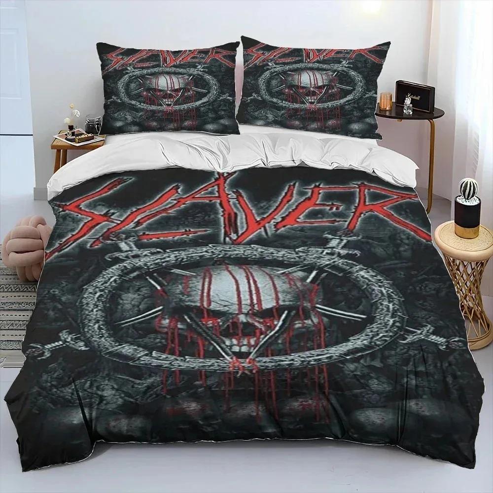 Slayer Heavy Metal Band Music Comforter Bedding CollectionDuvet Cover Bed Collection Quilt Cover PillowcaseKing Queen Size Bedding Collection Kids