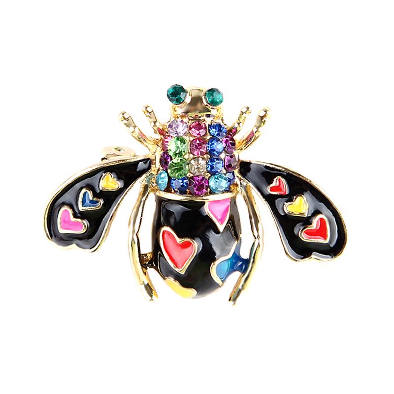 Enamel Heart Bee Insect Brooch Pin Scarf Corsage Jewelry Gift