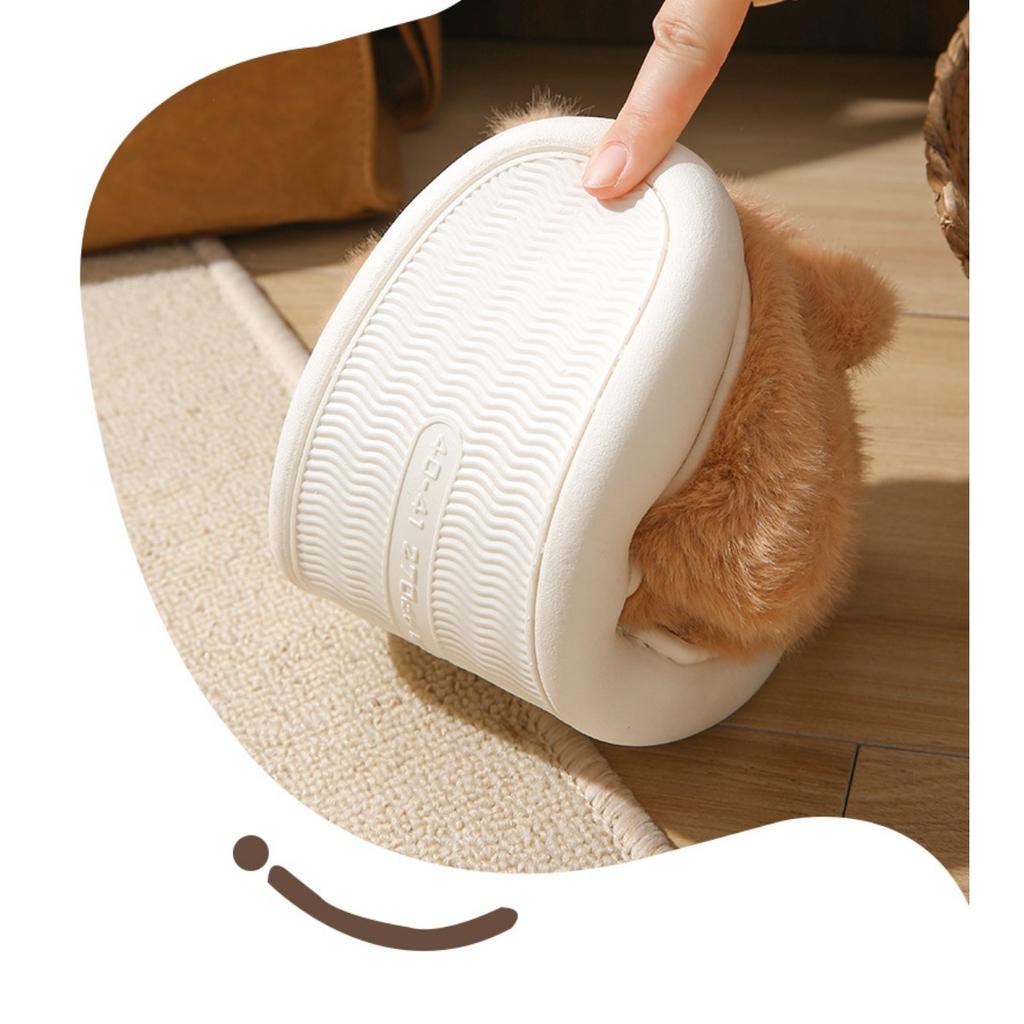 Мао Мао Тапочки для осени и зимы, на толстой подошве для ношения на улице, теплые для домашнего использования в помещении, хлопковые тапочки с мысками