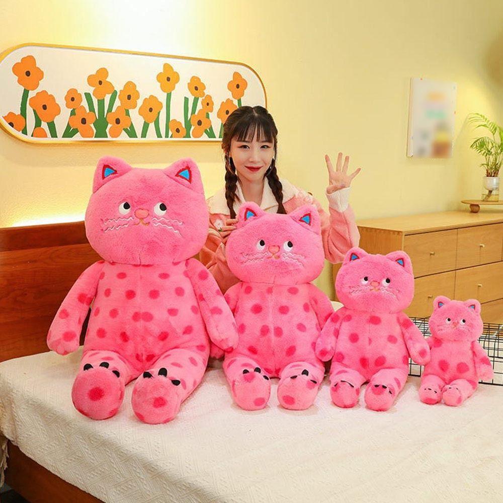 Plush Stuffed Animal Pillow Polka Dot Cat Animal Plush Toy Creative Plush Cat Doll  Sleeping Gift