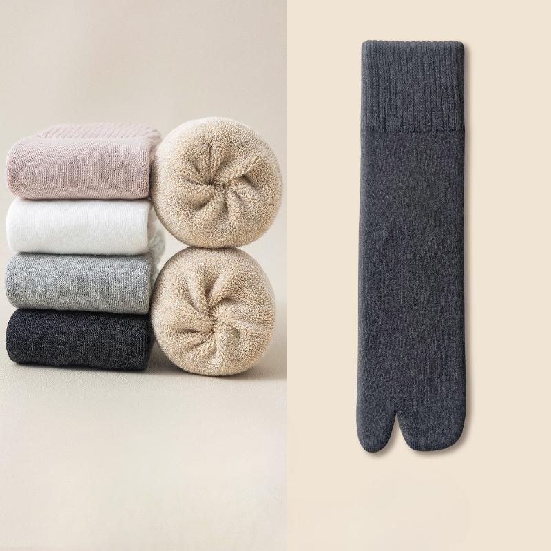 Two-toed Sock Children's Winter and Autumn Padded and Thickened Warm Extra-thick Thumb-separated Toe Socks Winter Long Socks