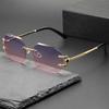 Новые усовершенствованные солнцезащитные очки без оправы с отделкой, мужские модные индивидуальные солнцезащитные очки с дужкой, женские солнцезащитные очки