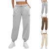 Женские зимние спортивные штаны, однотонные повседневные брюки, женские флисовые спортивные штаны, широкие прямые брюки
