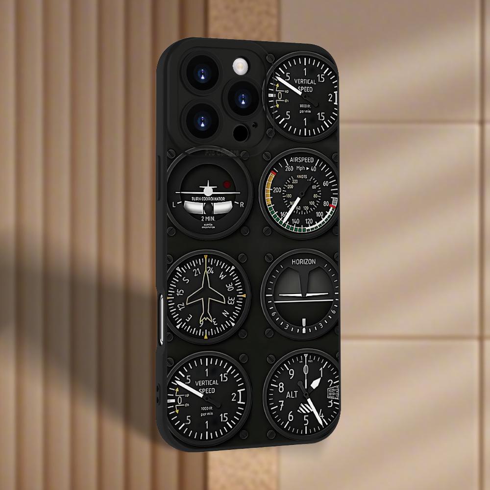 Чехол для телефона с рисунком приборной панели самолета, подходит для iPhone 17 16 15 14 13 12 11 Pro/Max/Plus, противоударный и защищающий от падений