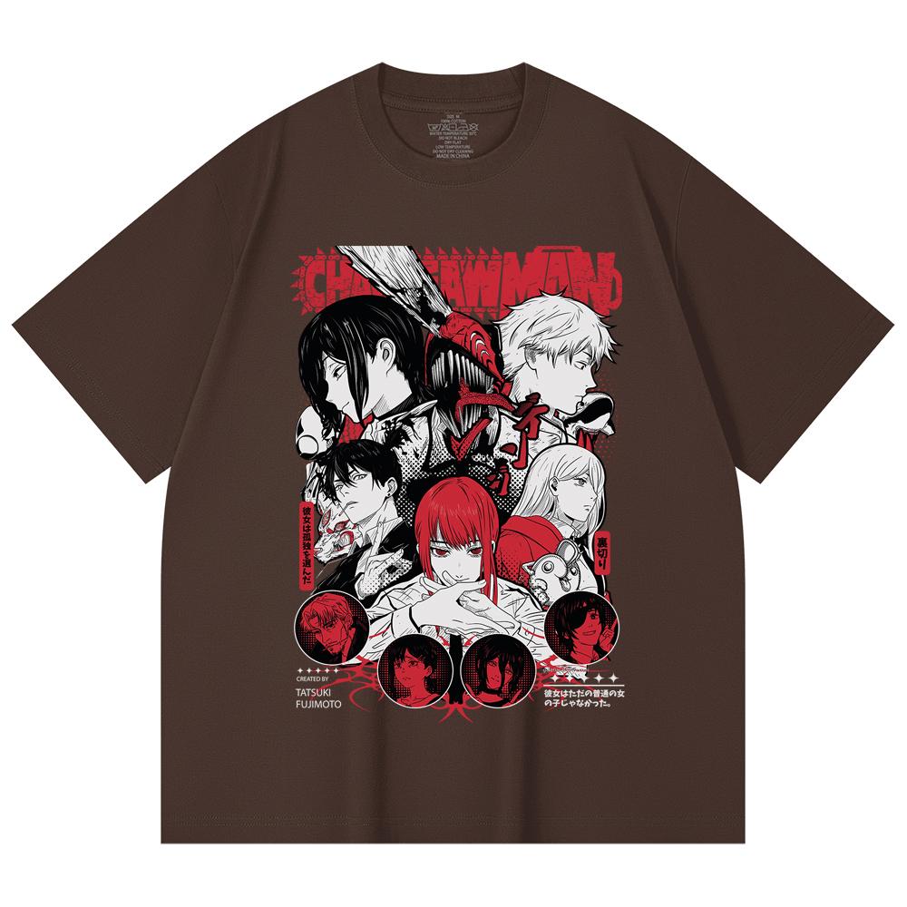 230 Gsm 100% Cotton Chainsaw Man V60 Print Unisex Heavy Cotton T Shirt