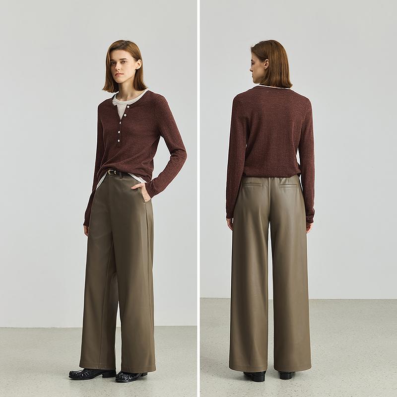 LILY retro handsome straight leg pants wide leg pants