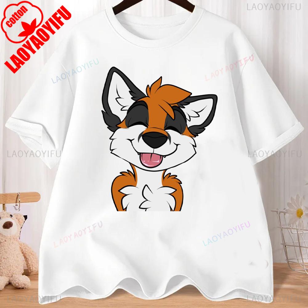 Lovely Cartoon Fox Graphic T-shirts Comfort and Fashion Coexist Short-sleeve Round Neck Regular Fit Clothes CRAZY FOX LADY