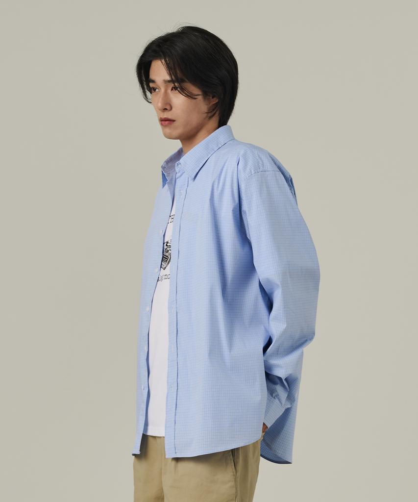 ANALOG MOOD Plaid Oversized Check Shirt (Light Blue)