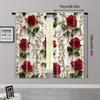 2pcs, Upscale Curtains 2D Print Red Roses & Golden Floral Pattern Polyester Woven (without Rod) All Seasons for Bedroom and