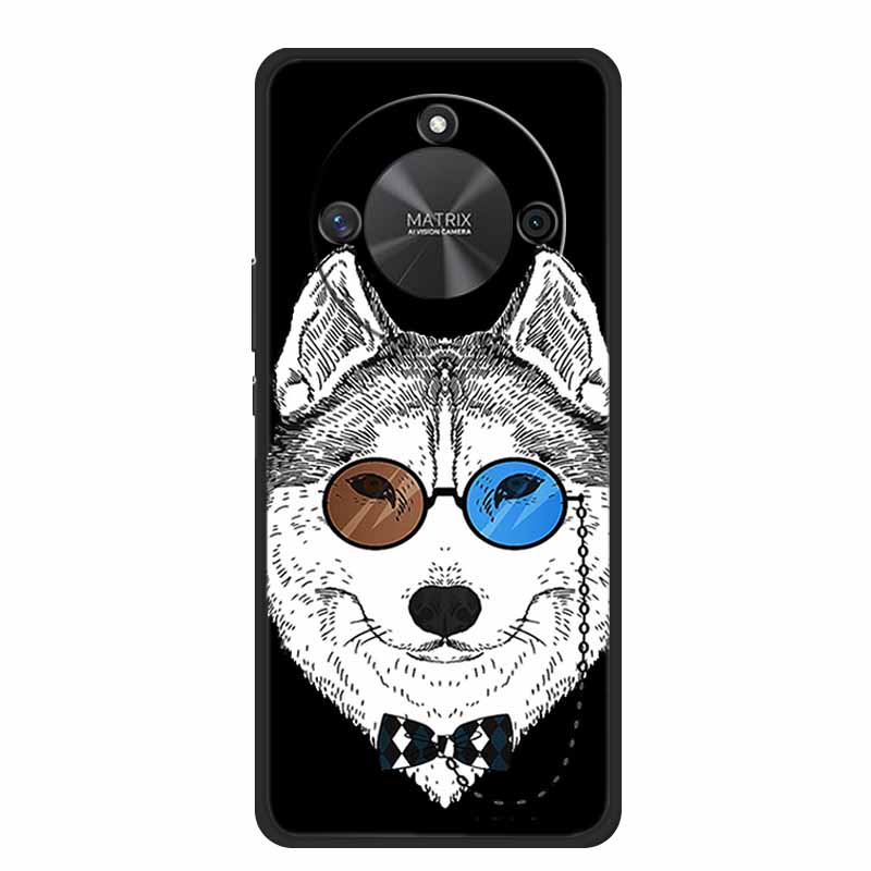 Coque For Honor X9c Smart Case Cute Cartoon Black Silicone Soft Phone Cases For Honor X60 5G Back Cover Case Funda Capas Shell