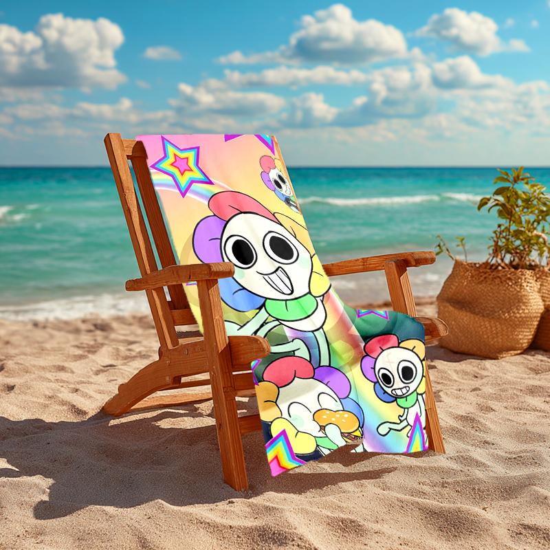 1Pc Colorful Cartoon Characters Beach Towel, Quick Dry, Multi-Use for Beach Pool Gym Yoga Home Travel, Christmas, Halloween, Xmas Gift S92958