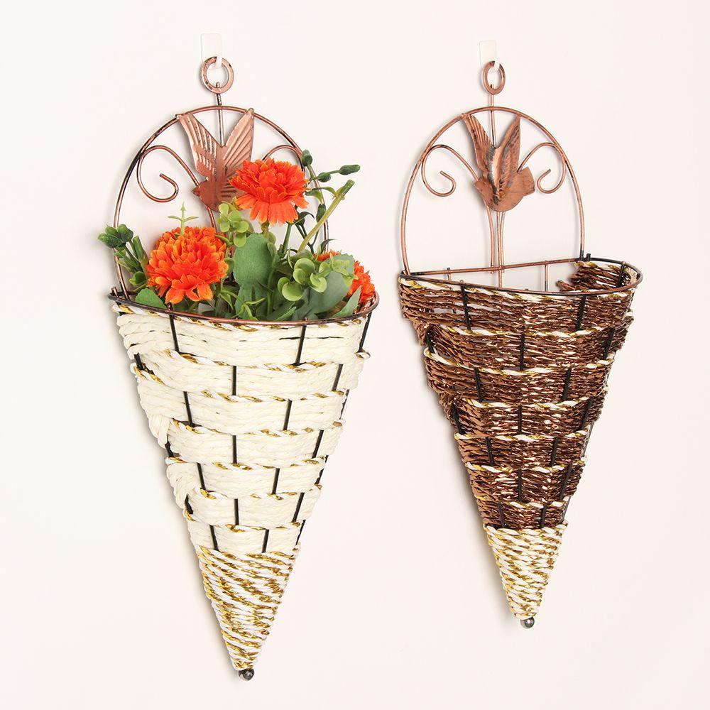 Handcraft Succulent Plant Storage Container Rattan Hanging Basket Flower Basket Garden Decoration