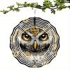 Elegant Owl Wind Spinner - Luxurious Golden & Black Metal Garden Sculpture, 2D Outdoor Decor with Intricate Feather Patterns, No Power Required
