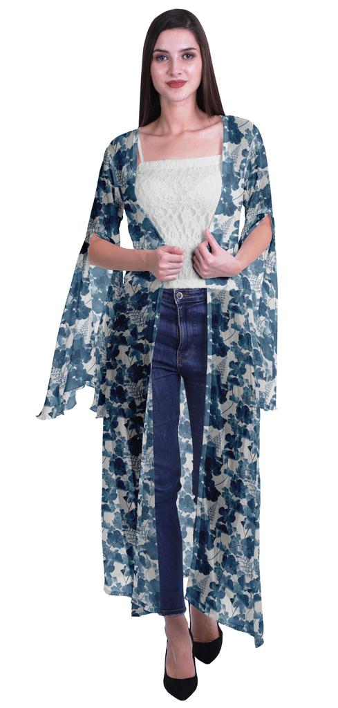 Moomaya Пляжная накидка с открытым передом из принтованного жоржета и разрезами на рукавах