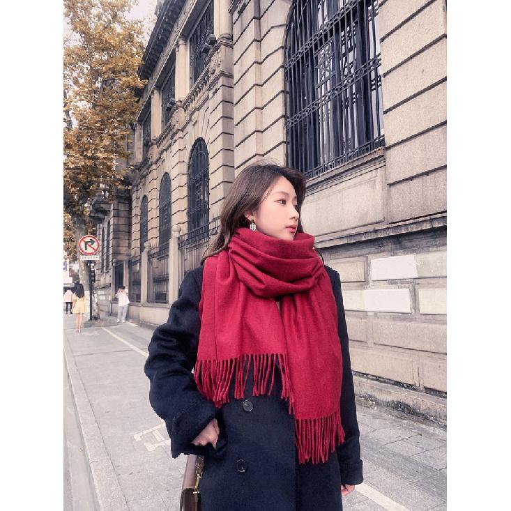 Женский толстый теплый однотонный шарф осень-зима новый стиль кашемировый шарф универсальный шерстяной шарф