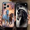 Черный мягкий чехол для телефона с рисунком животного (лошадь) для iPhone 13 12 11 17 Pro Max 17Air XS Max XR 15 16 14 Plus 7 8