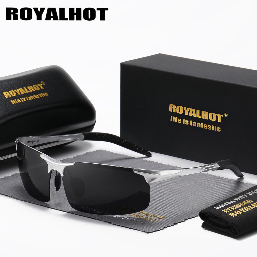 Royalhot Мужские и женские поляризационные солнцезащитные очки из сплава в прямоугольной оправе, солнцезащитные очки для вождения, оттенки Óculos masculino Male
