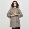 Tatu Women's Belted Lapel Hooded Short Wool Blend Coat