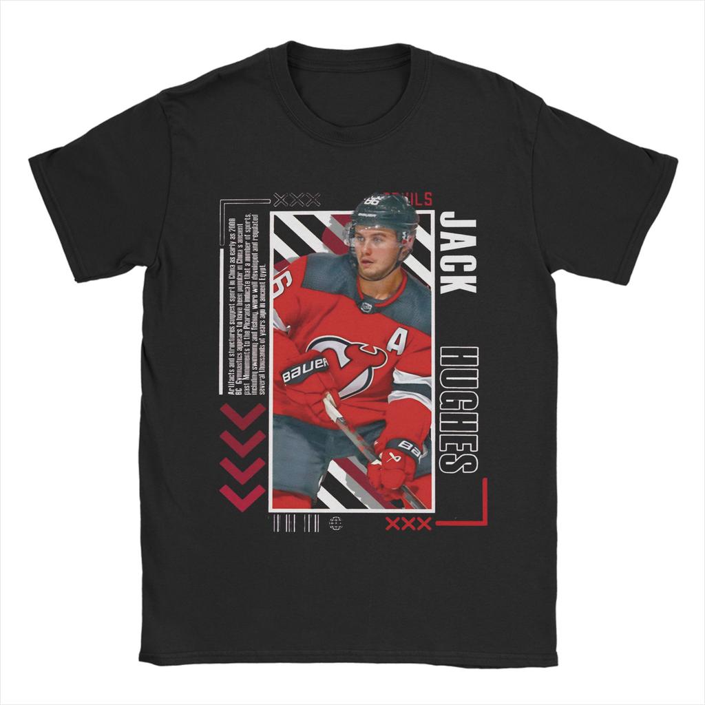 Jack Hughes Hockey Paper Poster Men T Shirt Vintage Tees Short Sleeve Round Collar TShirt Cotton Plus Size Clothes