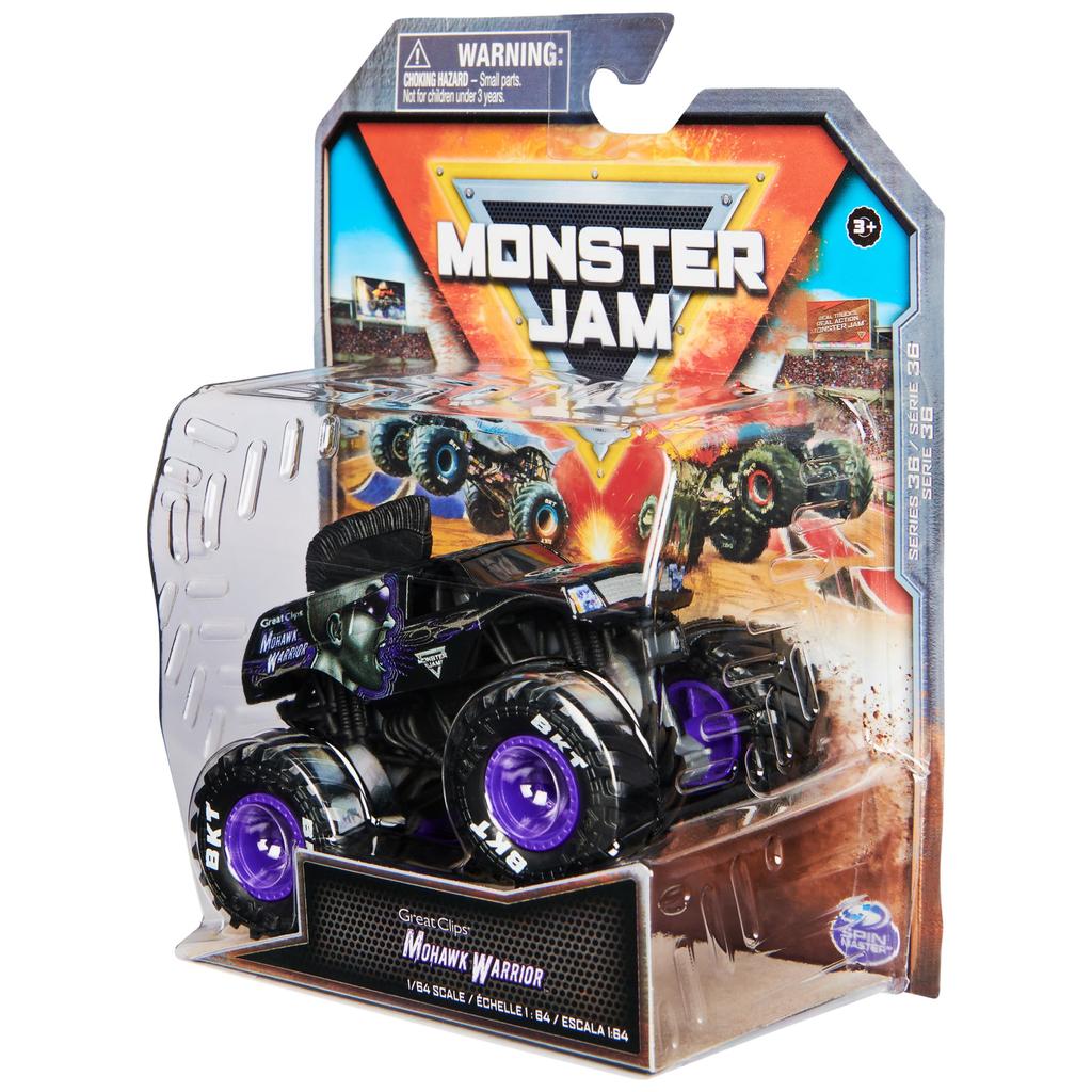 Monster Jam, Official Mohawk Warrior Monster Truck, Die-Cast Vehicle, 1:64 Scale, Kids Toy, for Boys Ages 3 and Up