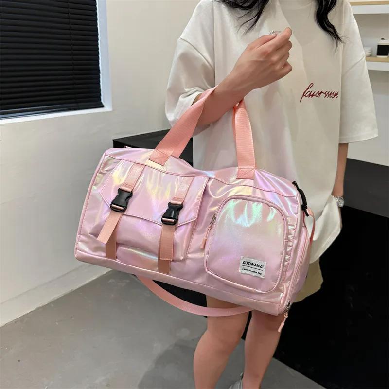 Женская дорожная сумка-даффл из нейлона большой вместимости, сумка-тоут для выходных и спортзала с отделением для обуви, мужская универсальная ручная кладь для спорта и фитнеса
