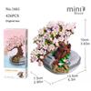 Мини-букет, строительные блоки, цветы, сочные вишни, бонсай, 3D модель, украшение дома, сделай сам, собранные игрушки, праздничные подарки