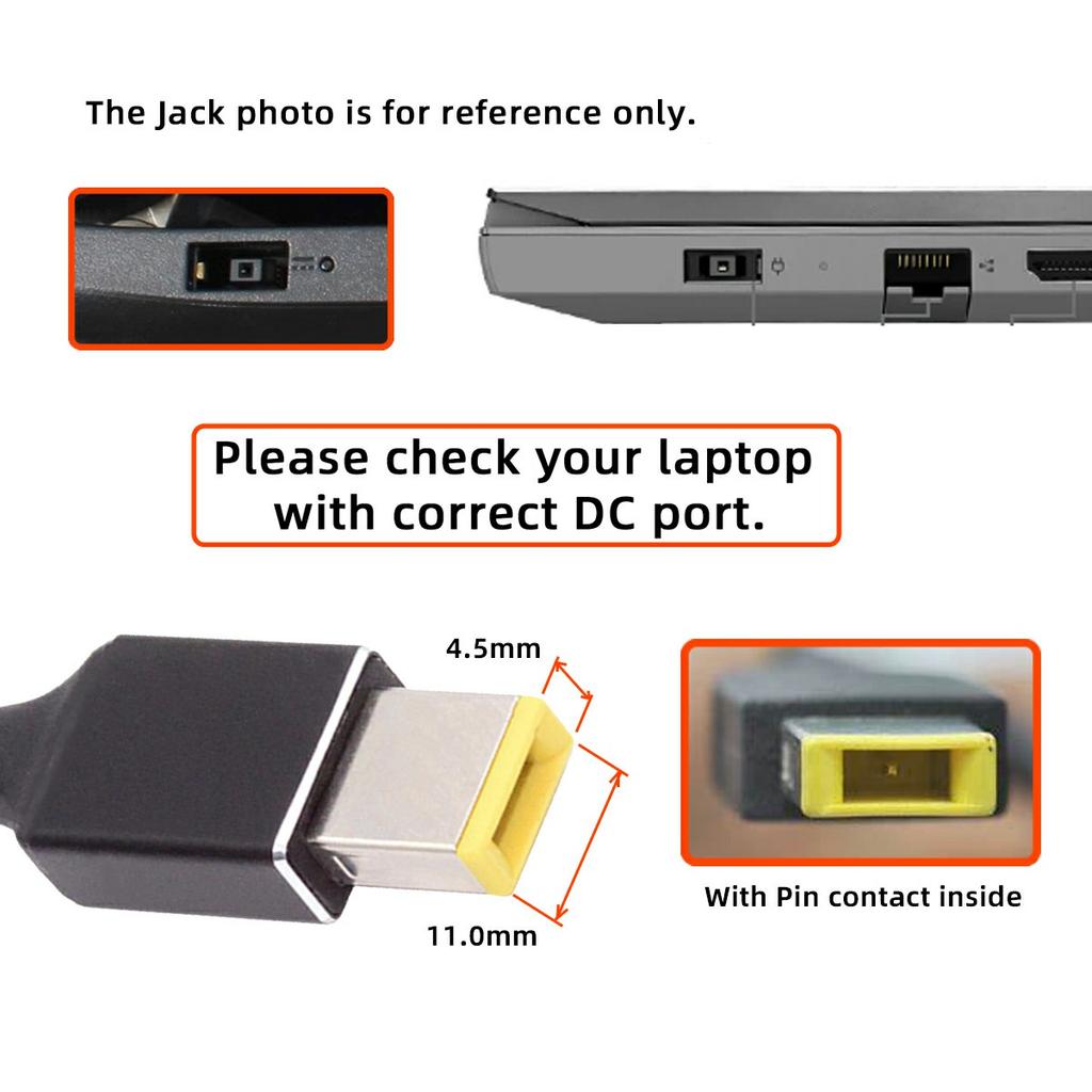UC-110-1145MM For Lenovo Laptop 1.8m PD 100W USB-C Input to Rectangular Jack Output Power Charge Cable