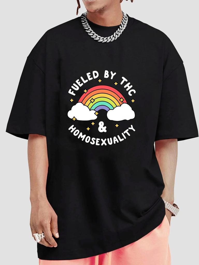 Корейская женская футболка с радужным принтом, женские хлопковые белые футболки, свободные футболки с короткими рукавами и круглым вырезом FeUnisex, одежда