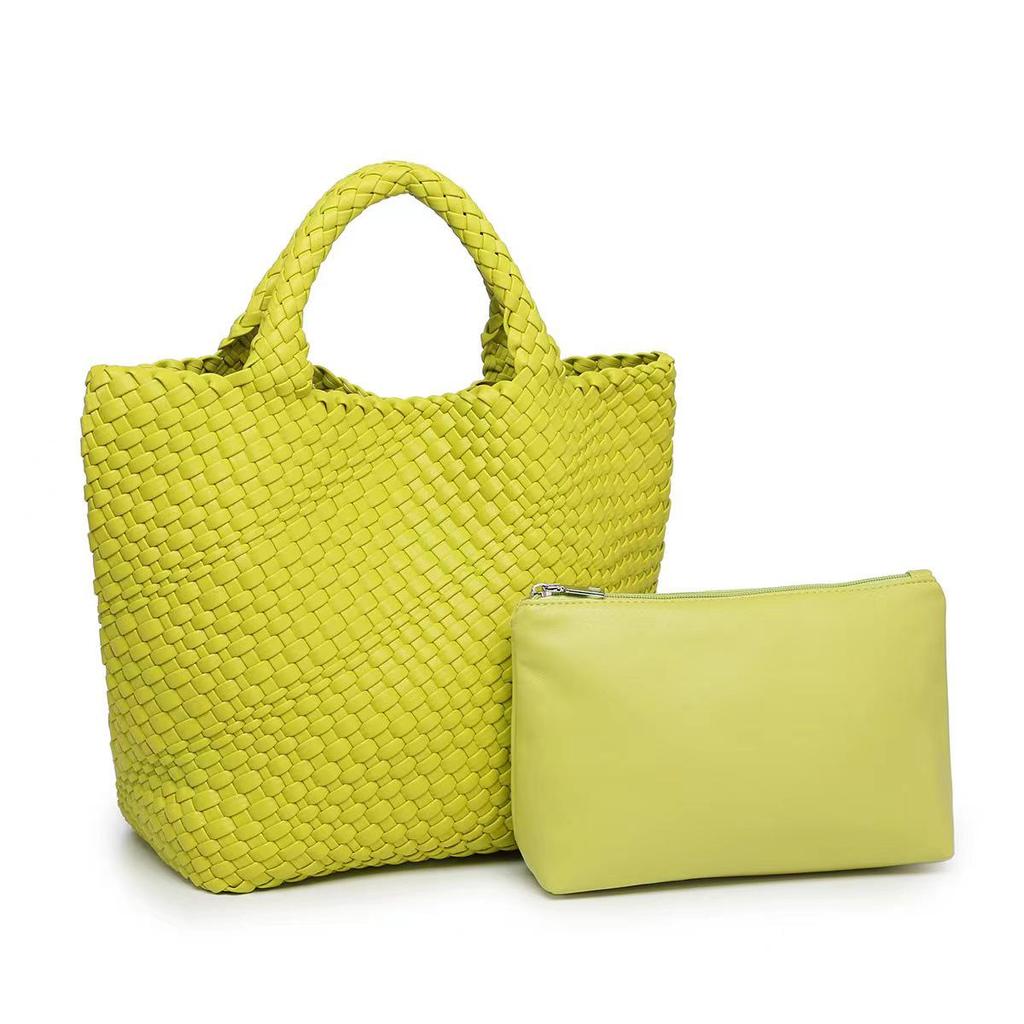 Женская большая модная плетеная сумка-тоут - Универсальная двухручная сумка-шоппер «мать-ребенок»