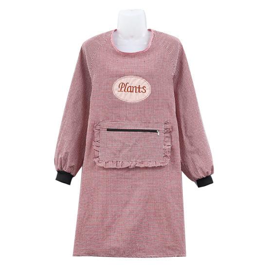Women Long Sleeve Oil Proof Cotton Home Kitchen Cooking Clean Apron Pocket Smock Sale Goods