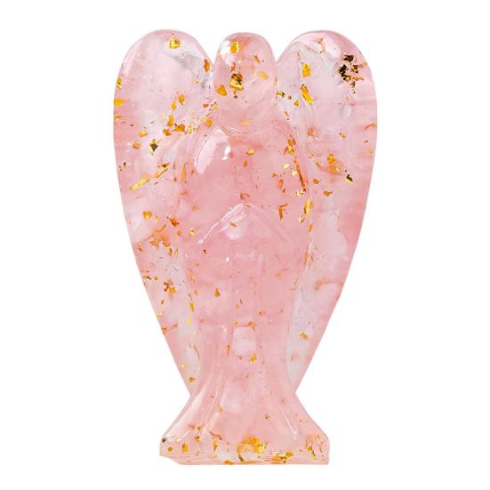 Natural Stone Angel Figurine Positive Healing Energy Hand-carved Colorful Faux Crystal Winged