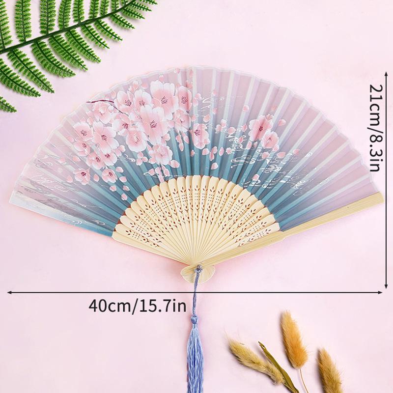 Vintage Silk Folding Hand Fan Chinese Japanese Bamboo Fans Craft Gifts Women Dance Performance Props Home Decoration Ornaments