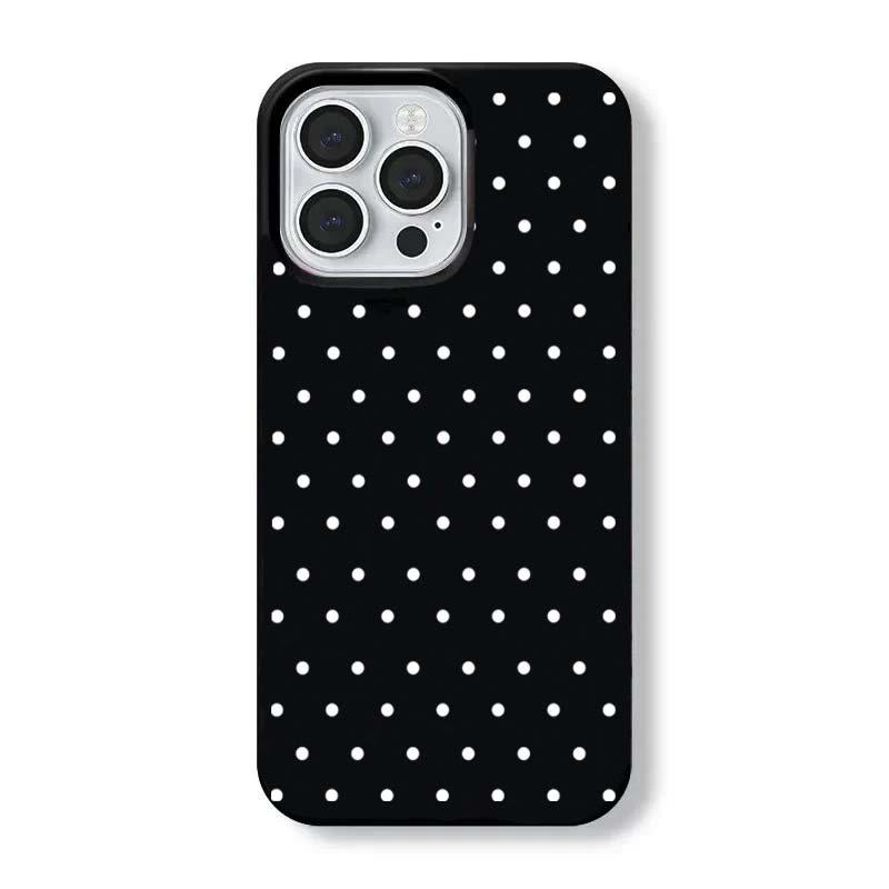 Корейский INS Белый чехол для телефона в горошек Для iPhone 17 16 Pro 15 14 Plus 13 12 11 Pro Max X XS 7 8 Plus Черный ударопрочный мягкий чехол