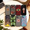 Модный Чехол для Телефона с Принтом 'Большие Глаза' и Линиями Для iPhone 17, 16,15,14,13,12,11 Plus,Pro Max, Другие Мягкий Черный Чехол
