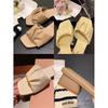 Sheepskin Version~ Pleated Design Sense One Word with Square Head Thick Heel Leather Cool Slippers Female Summer